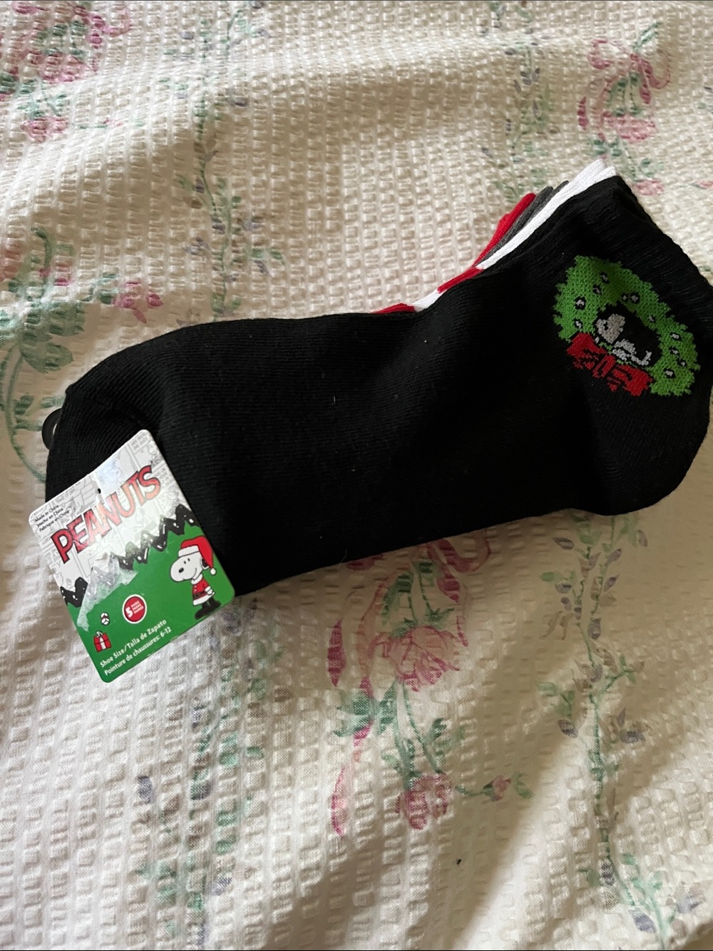 Peanuts Black Ankle Socks